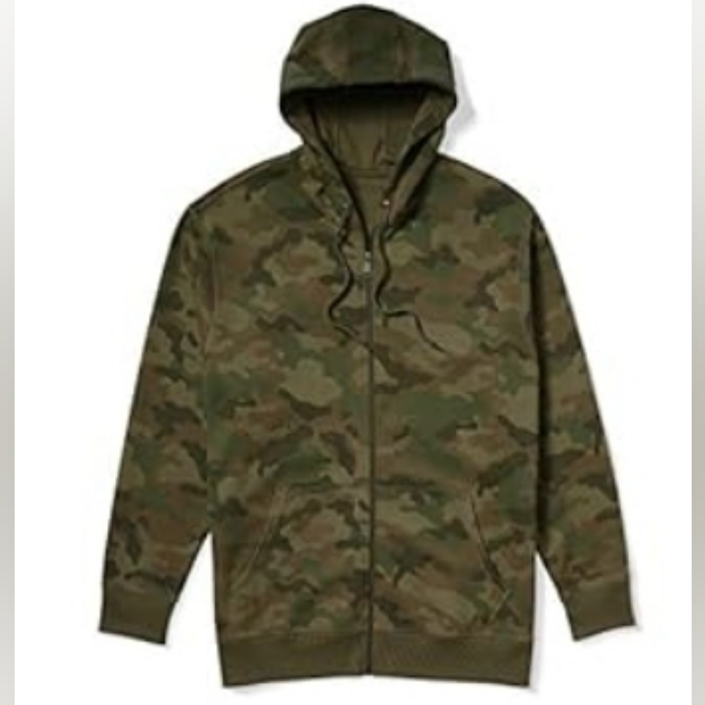 Men's Full-Zip Fleece Camo Hoodie Sweatshirt 2XL